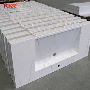 Lavabo de Pared de Superficie Sólida de Acrílico Modificado con Patrón de Mármol KKR para Baño - Product Image 4