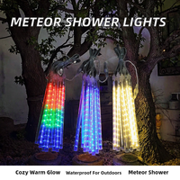 Luces LED de Cortina con Efecto Lluvia de Meteoros para Navidad, Alimentación por CA, Recargables, Impermeables IP44, 30cm, 8 Tubos de Plástico, Luces Decorativas para Exteriores