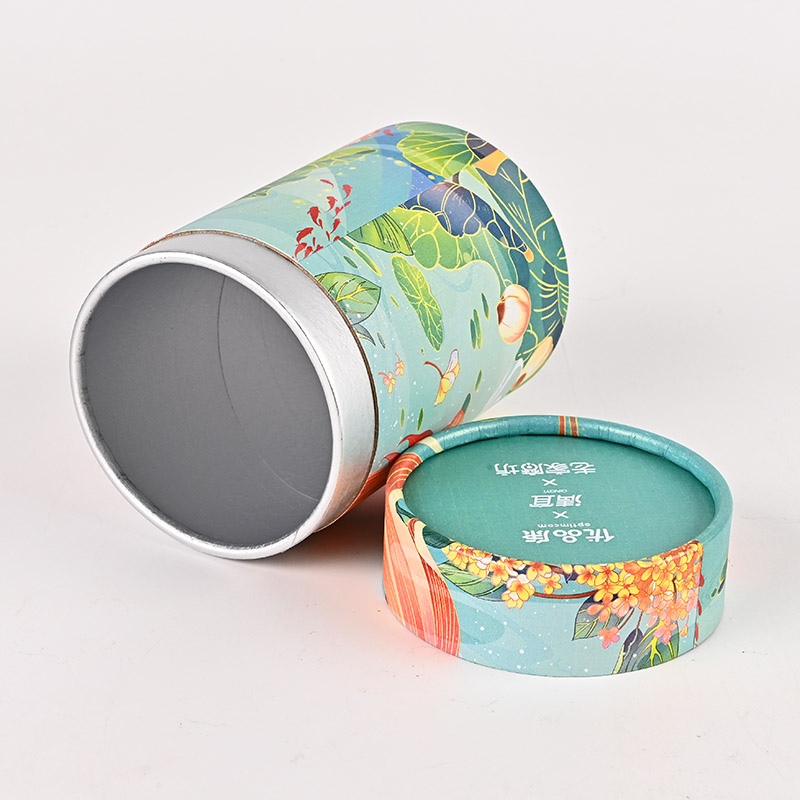 Cylinder Cardboard Tube Food Packaging With Tinplate Lid UVcoated