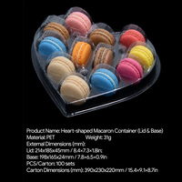 Vassoio per Macaron a Forma di Cuore con 12 Scomparti in PET, Coperchio a Scatto, Scatola Trasparente per Pasticceria, Regalo di San Valentino