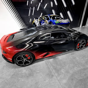 NIKO 1,52*25 mètres PVC Film Vinyle Adhésif Dégradé Rouge à Noir Personnalisé pour Covering de Véhicule Impression Autocollante pour Changement de Couleur de Voiture - Product Image 1