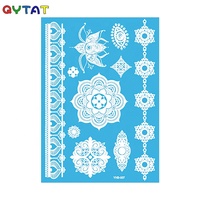 Autocollants de tatouage temporaire personnalisés pour mariage, en dentelle, motifs fleurs Mehndi, imperméables, sexy, art corporel, tatouage au henné blanc pour femmes