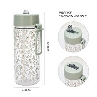 Bouteille d'eau en plastique personnalisable avec logo, 750 ml, facile à transporter avec poignée et paille intégrée, idéale pour la rentrée scolaire, le sport et la gym