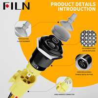 Desarrollo de patente FILN de 19mm 185 opciones de símbolos interruptores de botón estilo enchufable con arnés de cables iluminado para máquina