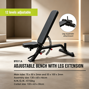 Banc de musculation pliable réglable de qualité commerciale VIGFIT, tube en acier 75x50x3mm, inclinable et déclinable, avec support pour les jambes - Product Image 2