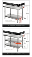 Table de préparation professionnelle en acier inoxydable avec double étagère inférieure, plan de travail de cuisine pour la restauration, hôtels, restaurants et transformation alimentaire