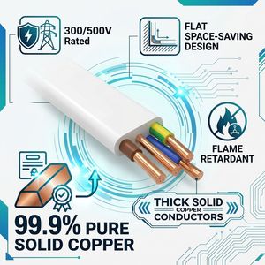 <span class=keywords><strong>Cable</strong></span> Industrial Estándar IEC 60227 BVVB 300/500V 3x1.5-4.0 mm² de Cobre Puro Rojo Sólido, Plano, Rectangular, con Aislamiento de PVC - Product Image 6