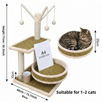 Cadeira Reclinável Quatro Estações - Material de Madeira Fresca - Bola Suspensa de Corda de Bambu Branca com Cama para Gato e Estrutura de Escalada para Gatos