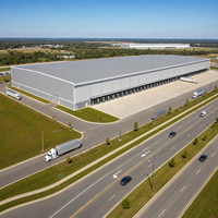 Entrepôt à grande portée en structure métallique conforme à la norme EN 1090, atelier métallique préfabriqué résistant aux intempéries, centre logistique, bâtiment industriel