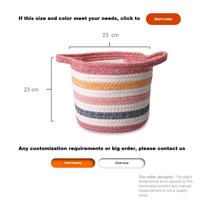 Panier de rangement moderne multifonctionnel pliable à rayures arc-en-ciel, écologique, en corde de coton tressée à la main, souple et indéformable