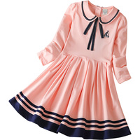 Vestidos Casuales de Primavera para Niñas, Vestidos para Niñas, Vestido Camisero con Cuello Camisero y Pliegues para Bebés, de 6 a 14 Años