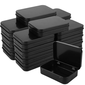 Caja de hojalata negra rectangular vacía personalizada, caja para cartas de póker, pequeña caja de hojalata para dulces y mentas - Product Image 1