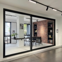 Puerta Corredera de Doble Vidrio para Apartamento, Sala de Estar, Entrada Exterior, Diseño Minimalista de Aluminio, Prevención de Incendios, Buena Calidad