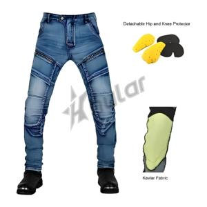 Custom Biker Jeans Pants <b>for</b> Motocross Riding Motorbike Armor Protector <b>Pads</b> on Knee and <b>Hip</b> Breathable Plus Size - Product Image 1