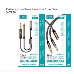 สายเคเบิลเสียงสเตอริโอ Auri แบบ 2 หัวตัวผู้ 1 หัวตัวเมีย ความยาว 0.3 เมตร ขนาด 3.5 มม. สำหรับการส่งสัญญาณภาพและเสียงสด - Product Image 1