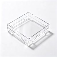 Présentoir carré moderne en acrylique transparent écologique SEO CORE pour service à thé avec plateau de rangement et support pour théière