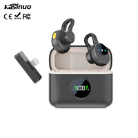 Microfono Wireless Professionale DSP con Riduzione del Rumore Kasinuo S10 2.4G, Trasmissione a Doppio Canale OTG, Design a Gancio per Orecchio, Adatto a Tutti gli Scenari