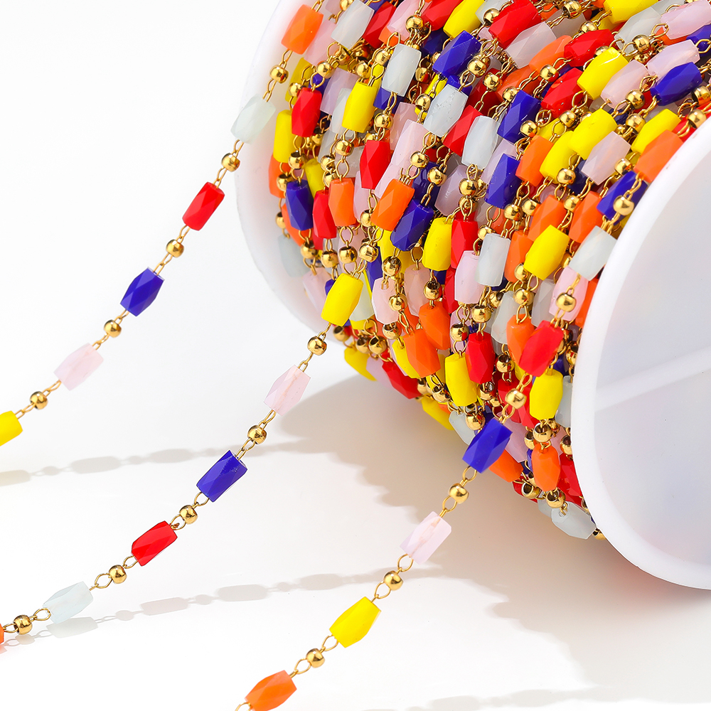 Wholesale Hot Selling 18k Gold Plated Bead Chain Crystal Chain Bracelet Necklace Bulk Chain for Jewelry Making