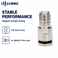 Connecteur femelle UHF LWMC à pince pour câble LMR400 et 10 mm, écrou de corps HPb59-1 en laiton plaqué Albaloy
