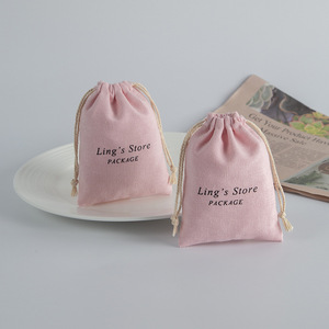 Sacs en coton avec cordon de serrage Ling's Store, rose, 7x9 cm, emballage pour bijoux, logo personnalisé - Product Image 5