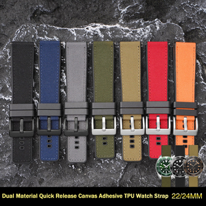 Nylon vải vải lai cao su cổ tay xem ban nhạc 22mm 24mm phát hành nhanh chóng phổ dệt nylon sailcloth Dây đeo đồng hồ - Product Image 2