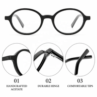 Monturas Ópticas de Acetato para Mujer, Diseño Retro Redondo Grande, Material de Alta Densidad, Encanto Estético, Muestras en 7 Días, OEM ODM