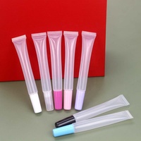 Tubes de brillant à lèvres vide, couvercle transparent, rose, noir, argent, Logo personnalisé, conteneurs de 10ml, 15ml, 20ml, pièces