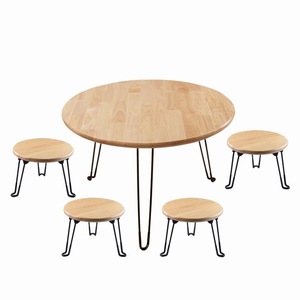 Tavolo Rotondo <span class=keywords><strong>da</strong></span> <span class=keywords><strong>Esterno</strong></span> di Alta Qualità con Gambe <span class=keywords><strong>in</strong></span> Ferro, Durevole, <span class=keywords><strong>in</strong></span> <span class=keywords><strong>Legno</strong></span> <span class=keywords><strong>Grezzo</strong></span> Color Noce - Product Image 2
