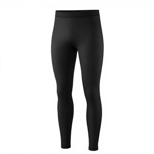 <b>Men's</b> Full Length <b>Compression</b> Leggings Solid Black Spandex Nylon Elastic Waist Workout Yoga <b>Tights</b> - Product Image 1