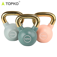 Kettlebell de compétition TOPKO en fonte, 8-48 kg, revêtement en poudre, couleurs codées, logo personnalisé, OEM, entraînement de force à domicile
