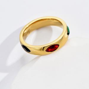 Bague en acier inoxydable avec zircon ovale brillant de couleur or, tendance et très vendue, pour les mariages romantiques et les fêtes - Product Image 5