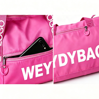 Bolsa de Viaje de Fin de Semana de Poliéster Vibrante con Logotipo Personalizado, Forro de Gran Capacidad, Múltiples Bolsillos, Bolsa de Lona de Viaje con Correa de Hombro Ajustable