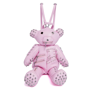 Mochila Rosa de Osito de Peluche con Púas y Tachuelas de Estilo Atrevido - Product Image 1