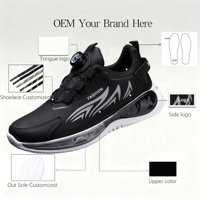 Chaussures de sport pour hommes de haute qualité à boucle rotative, semelle intermédiaire épaisse et amortissante, en cuir imprimé, antidérapantes, pour la course et le sport urbain