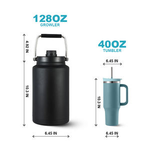 128/84/64oz isolato in acciaio inox birra Growler 1 gallone bottiglia d'acqua isolata bottiglia sportiva all'aperto con logo del cliente borsa - Product Image 3