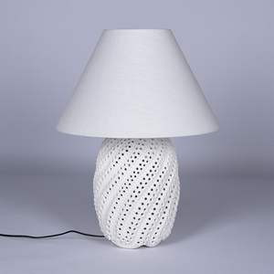 Custom Nordic Style Handmade Art Ceramic Table <b>Lamp</b> with Linen Shade for Bedroom Nightstand Living Room Hotel Decor - Product Image 2