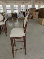 Tabouret de comptoir en tissu de lin de Style français, tabouret de Bar Vintage en chêne à dos rond