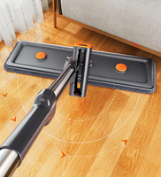 Système de nettoyage de sols Joybos avec serpillière en microfibre, seau pliable à roulettes, 6 têtes de serpillière réutilisables en acier et lavables