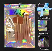 Kantong Mylar Zipper Hologram Grosir, Kemasan Zipper Resealable, Kantong Ziplock Holografik Laser 1 Sisi Transparan