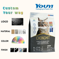 Sac alimentaire personnalisé YOUYI pour chiens et chats, fond plat, haute qualité, avec fermeture éclair refermable en aluminium, 4 couches, imprimé 12 couleurs, grande capacité, qualité alimentaire