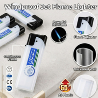 Briquet à flamme jet en plastique résistant à la chaleur 65°C - Rechargeable, coupe-vent, torche de poche pour la vente en gros au Moyen-Orient