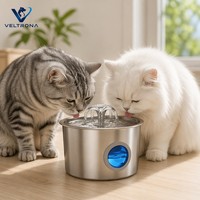 Bebedero para Mascotas de Acero Inoxidable con Ventana LED, Flujo en Espiral, Dispensador Automático con Circulación para Perros y Gatos