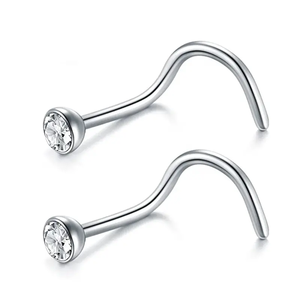 Venta al por mayor G23 titanio curvado claro CZ titanio joyería Piercing L forma/<span class=keywords><strong>S</strong></span> forma nariz anillo para mujeres - Product Image 6