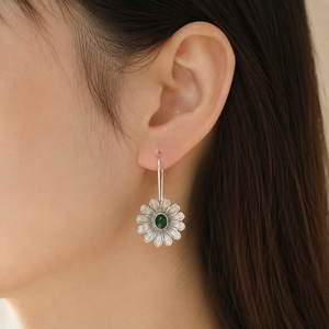 Orecchini Pendenti Vintage con Fiore di Loto Verde, Gioielli Creativi di Moda per Donne - Product Image 2