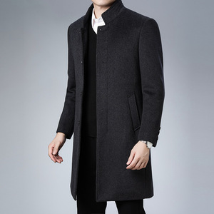 Cappotto Invernale con Collo Alto per <span class=keywords><strong>Uomo</strong></span> di Mezza Età, Stile <span class=keywords><strong>Trench</strong></span> Lungo - Product Image 3