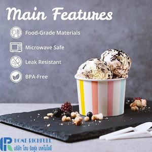 Vasos de Papel Compostables PLA para Helado, Logotipo Personalizado, Biodegradables, de 6oz-32oz, Vasos de Pulpa de Madera de Pared Simple para Yogurt Congelado - Product Image 3