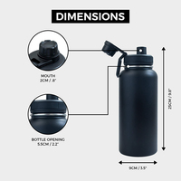 Bouteille d'eau isotherme classique portable à double paroi en acier inoxydable à large ouverture