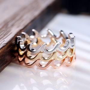F143 Fashion <b>Rings</b> Alloy <b>Rose</b> <b>Gold</b> Plated Unisex Gift Jewelry Plain Design Wavy Pattern <b>Ring</b> For Women <b>Men</b> - Product Image 3
