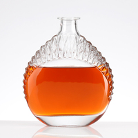 Bouteilles en verre transparentes Super Flint, vides, rondes, gravées, pour brandy