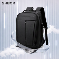 SHBOR Black Oxford Fashion Unisex Travel Daypack-Anti-Theft Kapasitas Besar (20-39L) Kompartemen Laptop Ringan Pegangan Lembut